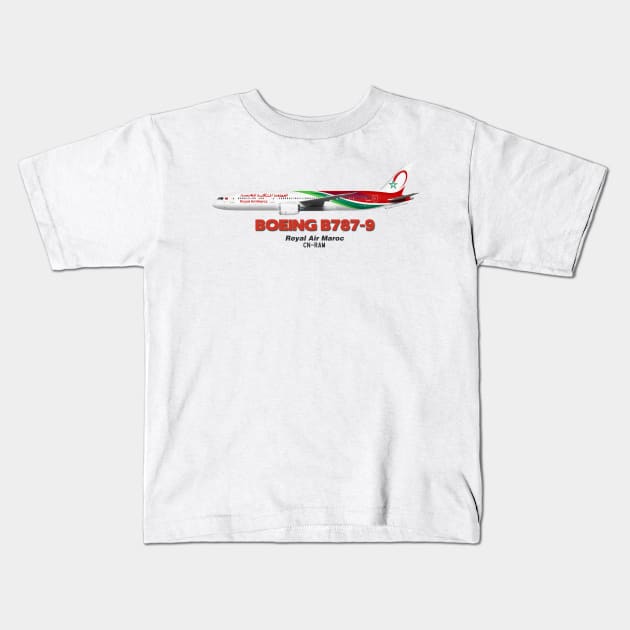 Boeing B787-9 - Royal Air Maroc Kids T-Shirt by TheArtofFlying